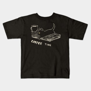 Coffee time with cat Kids T-Shirt